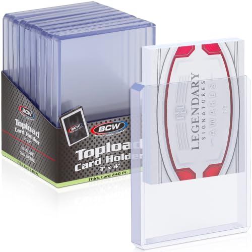 BCW 240 Pt Thick Card Topload Holders for Relic and Patch Cards, 10 Count - color: 240 Pt. / 7 Mm