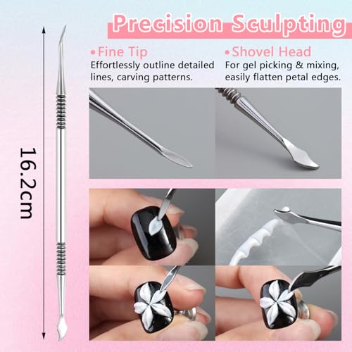 3 Pcs Nail Art Sculpture Pens Dual Tipped Nail Tools