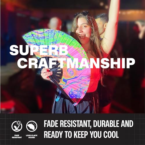 SoJourner Folding Rave Fan, Psychedelic 1 - color: Psychedelic 1