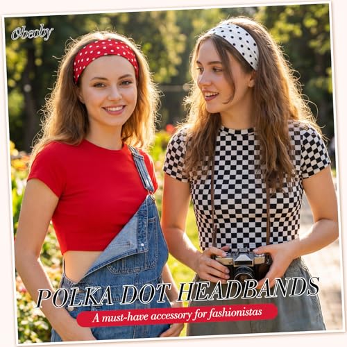 obeoby 8 Pcs Polka Dot Headbands for Y2k Outfits, Non-Slip Cloth Headband - color: Polka dots