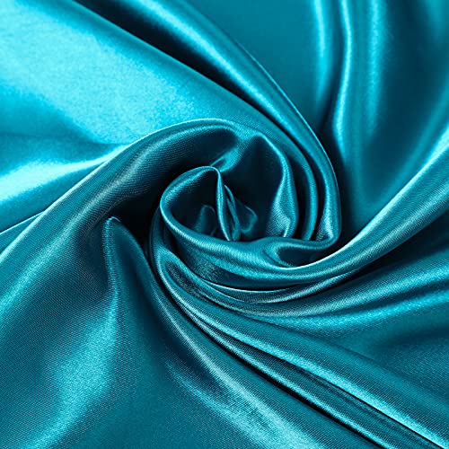 AWAYTR 2-Pack 35" Silk-Like Satin Head Scarves for Women, Square Bandanas - color: Blue/Pale Blue