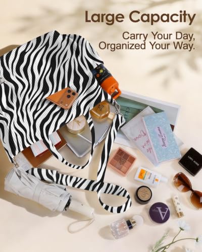 Miss Adola Corduroy Crossbody Tote Bag for Women - color: Zebra Print