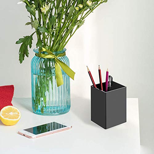 NIUBEE Black Acrylic Pen Holder 4 Pack, Desktop Pencil Cup Stationery Organizer for Office Desk Accessory - color: Black