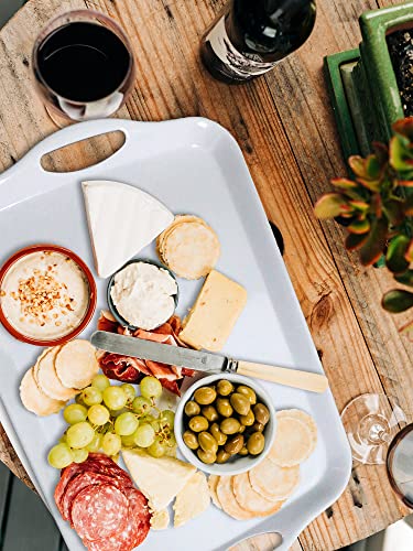 KAQAHIDO Large Melamine Serving Trays for Eating, 17.5’’ x 12’’ Serve Platter for Appetizer, Charcuterie, Food, Snack, Cupcakes, Dessert, BPA-Free, Dishwasher Safe Tray, Set of 2, White - color: White