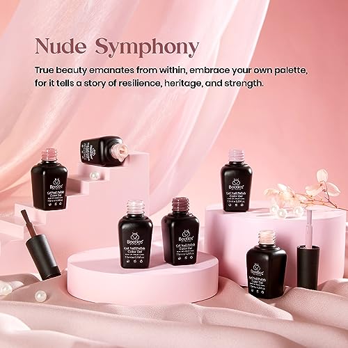 Beetles Nude Gel Nail Polish Set, Neutral Pink Brown Skin Tone Gel Polish - color: A - Mixed Finishes | Nude | Nude Symphony