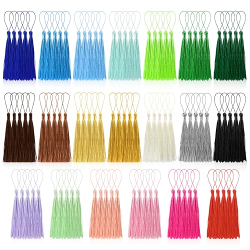 100 Pcs Bookmark Tassels Bulk 20 Colors Soft Craft Silky Handmade Mini Tassels for Jewelry Making with Loops for DIY Craft Accessory Dress Decoration - color: Multi Color