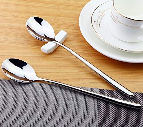 Korean Spoon,Stainless Steel Long Handle Soup Spoons,Long Tablespoon,Coffee Spoon,Silver,Pack of 5 (8.7x1.6 inches) - size: 8.7x1.6 inches