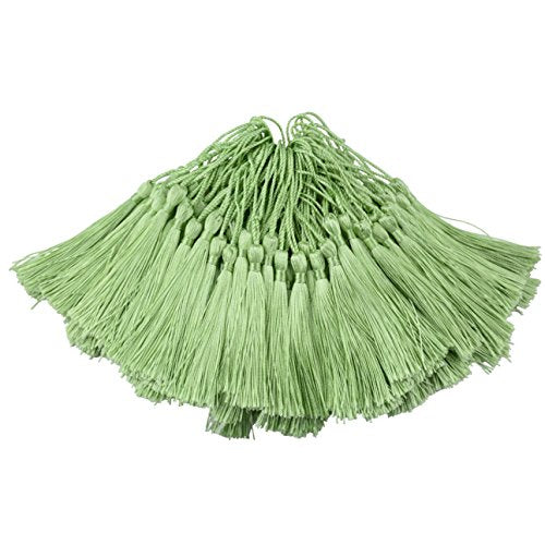 100Pcs 5 Inch Silky Bookmark Tassels for Jewelry, Souvenir(Grass Green) - color: Grass Green