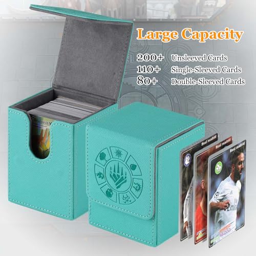 Arkeiliy MTG Deck Box 110+ Storage Sleeved Cards for Magic Commander - color: Turquoise