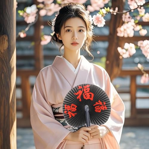 15 Pieces Chinese Paper Fans - color: Chinese Words Paper Fan 01, size: 15 PCS