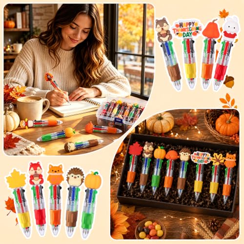 24PCS Thanksgiving Pens Fun Cute Autumn 4-in-1 Multicolor Gift Pens - style: Thanksgiving-24pcs