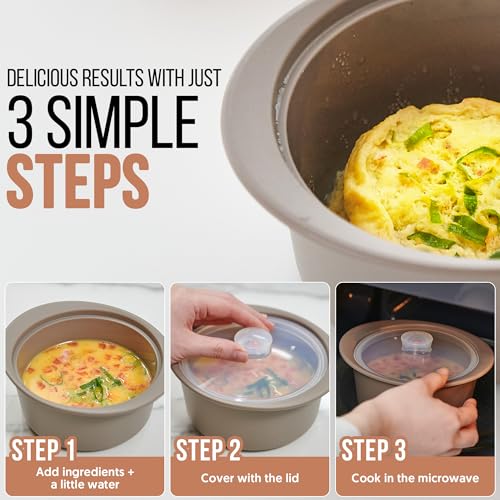 27oz Platinum Silicone Microwave Steamer Pot with Handle & Lid - Korean 100% Food-Grade Steamer Bowl, Heat-Resistant Cooker with Steam Holes, Easy Clean, Dishwasher Safe, Dry Rose - color: Dry Rose, size: 27oz