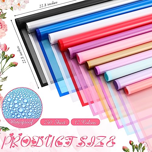 Ctosree 240Sheets Flower Wrapping Paper,Waterproof Korean Bouquet Wrap 23in - color: Multiple Colors