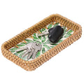 Key Basket Tray for Entryway Table,Woven Rattan Tray Rectangular - color: Green, size: 8.3" x 4.3" x 1.6"