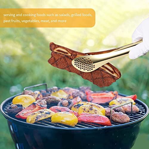 MSY BIGSUNNY 2 Pack Buffet Tongs, Gold-plated Stainless Steel Food Tongs Serving Tong - color: gold - 9" Serving Tongs