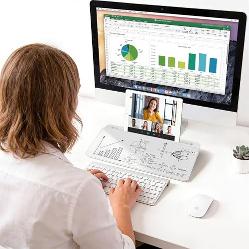 Small Desktop Glass Dry Erase whiteboard Organizer with Storage 16 X 7 inches, White