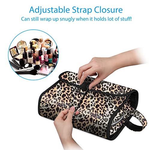 FINTIE Hanging Toiletry Bag Portable Travel Cosmetic Makeup Organizer - color: Leopard