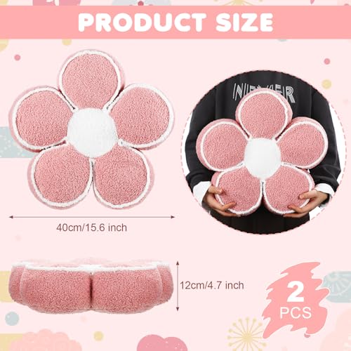 Menkxi 2 Pack Flower Pillows Cute Flower Shaped Pillows Daisy Pillow Throw Soft Floor Cushion for Living Room Bedroom Sofa Couch Winter Warm Decoration 15.7 Inch(Pink) - color: Pink