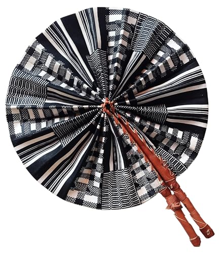 Kente African Print Foldable Hand Fan - color: Koumadi