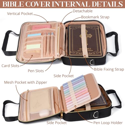 Bible Cover Case for Women, Large Bible Bag w/Study Supplies Journaling Kit