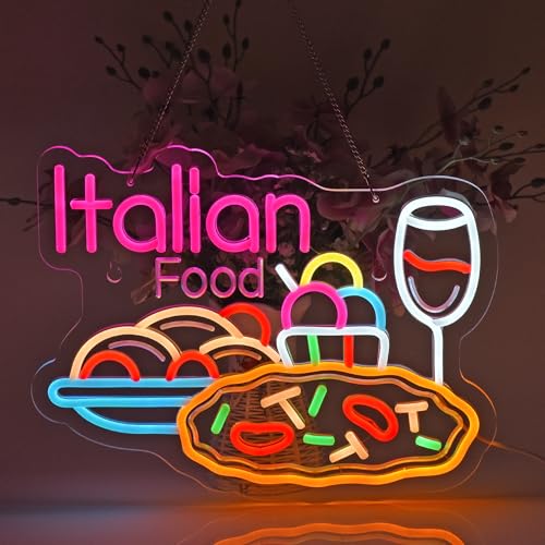 Italian Food Neon Sign,Italian Restaurant LED Light Wall Decor Sign - color: Pink-ITALIAN FOOD