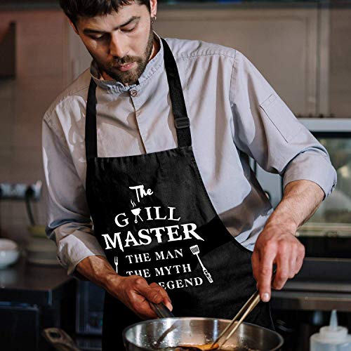 Rosoz Funny Aprons for Men - Cooking Grilling BBQ Chef Apron for a Husband - color: The Grill Master