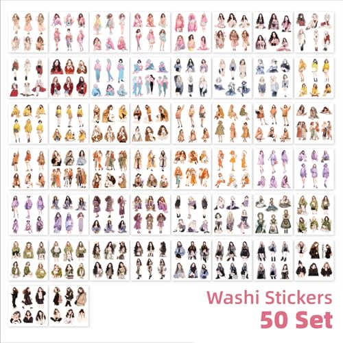 Animated Beautiful Female Themes Sticker Scrapbooking Supplies for Junk Journal, 50 Sheets Washi Stickers - Vintage Journaling Stickers, Ephemera Sticker Book Pre Cut(TZ-005-007) - color: Happy Rule
