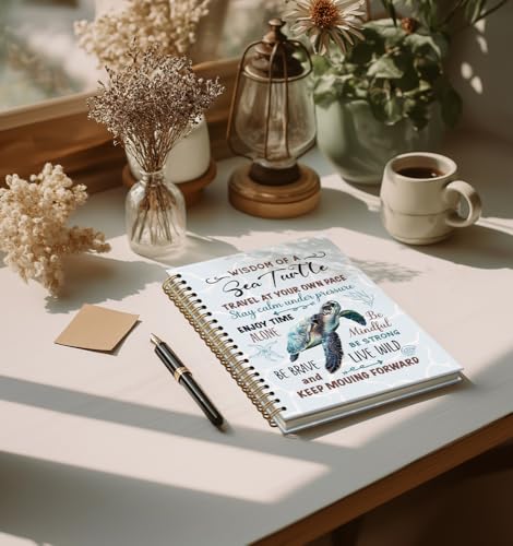 Turtle Notebooks For Women-Cute Journal For Sea Turtles lover Men Friends Gifts On Birthday Christmas Mother's Day,Ocean Animals College Ruled Lined Gold Spiral Bound Hardcover,5.8"x8.3" - color: Sea turtle