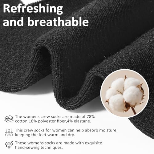 Cotton Crew Socks for Women, Casual Novelty Funny Dress Socks - color: White Stars Stripes
