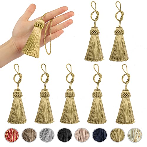 8PCS Tassel Key Colorful Tassel for Cord Loop,Handmade Tassels - color: Gold