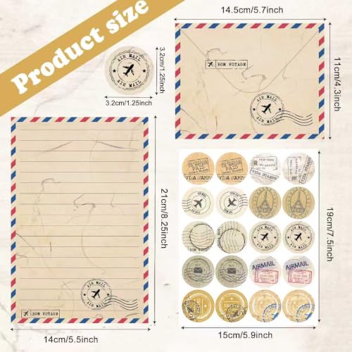 FUNCLASS 160 Pcs Vintage Airmail Stationery Set Letter and Envelopes - color: Vintage Airmail