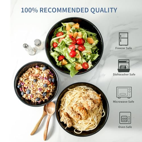 HASENSE Mixing Bowls, Ceramic Serving Bowls Set for Cooking, Baking, Prepping, Large Nesting Bowls for Salads, Fruit, Popcorn, 2.1/1.5/1.0 Qt, Dishwasher & Microwave Safe, Blue - color: Blue, size: 40+65+84 Ounce
