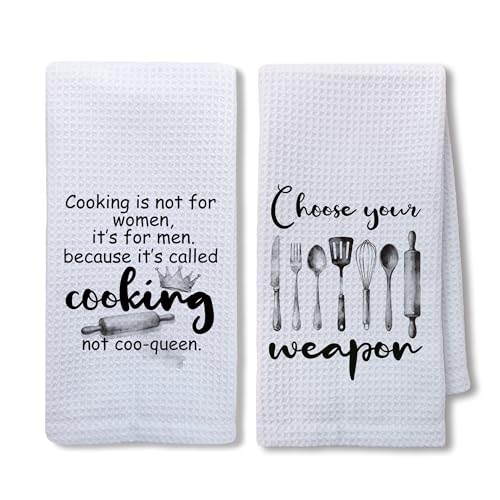 Funny Cooking Kitchen Towels Decorative, Cooking Lover Gifts, Chef Gifts for Men Hand Tea Towels for Kitchen Dining Room Restaurant Decor, 16x24 Inch Set of 2 - color: Cooking