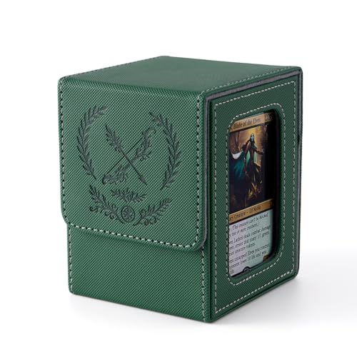 Venssu Elf Themed MTG Deck Box with Commander Display (Green and Grey) - color: Elf