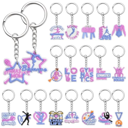 Cute Keychains Bulk, Keychain Charms Key Chain Trinkets Backpack Charms Accessories Keyring for Classroom Prizes - color: Gymnastics