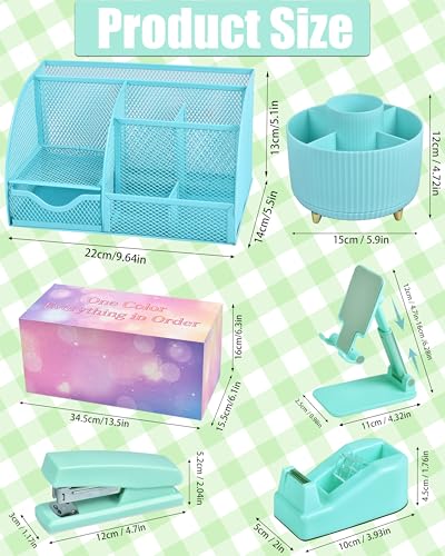 LXEVIHK Green and Blue Desk Accessories 21-Piece Office Supplies Gift Set - color: green+blue