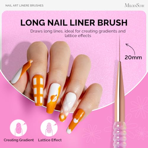 MelodySusie 5Pcs Nail Art Liner Brushes with Nail Brush Holder - color: Ombré-transparent