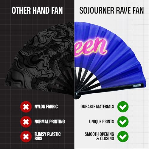 SoJourner Folding Rave Fan, Queen - color: Queen