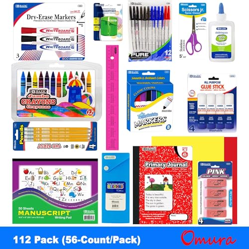 Pallet of 112 Primary School Supply Kit Boxes | 56 Piece Kit | Back to School Supplies | Kindergarten 1st 2nd Grade Classroom Supply Kits - style: Primary K-2 | 112-Boxes/PALLET