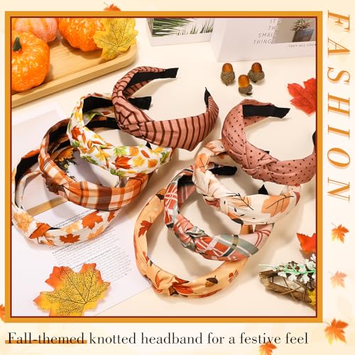 8 Pack Fall Headbands for Women, Thanksgiving Knotted Autumn Hairbands - color: Fall serise
