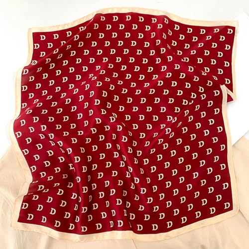 100% Mulberry Silk Neck Scarf for Women Square Neckerchief – 21 inch - color: Wine Red D