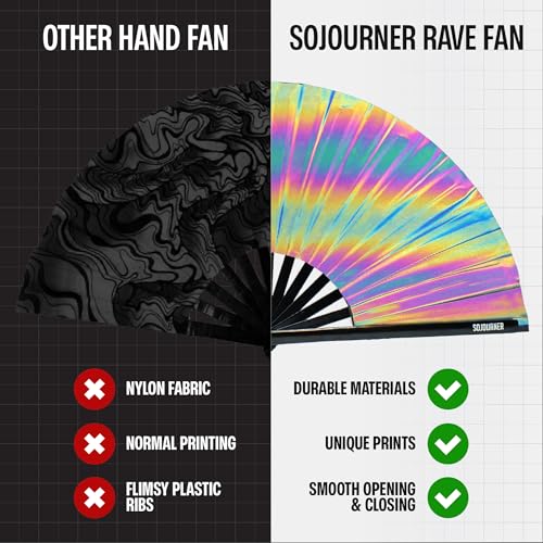 SoJourner Folding Rave Fan, Reflective - color: Reflective Rainbow