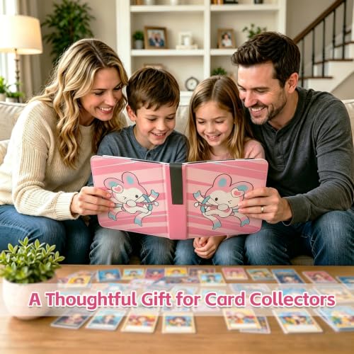 Pink Card Binder for Girls, Cute 9-Pocket Trading Card Binder - color: PINK, size: Large
