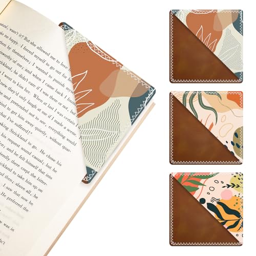 3 Pieces Leather Bookmarks, Personalized & Cute Book Accessories for Reading Lovers, Page Markers for Women Men Girls Boys Student Teacher Kids Retirement Birthday Gifts (Boho Style) - color: Boho Style