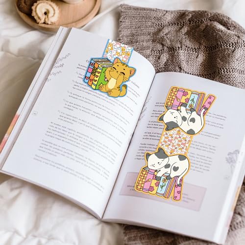 Cat Magnetic Bookmarks, Kawaii Book Markers for Women Book Lovers - style: Cute Cat