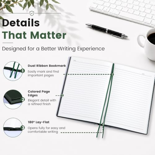 CAGIE College Ruled Journal for Men & Women, Softcover A5 Leather Notebook - color: Green, size: 1 Pack