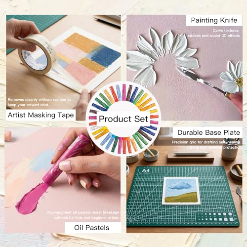 rubens 81 PCS Soft Oil Pastels Kit for Beginner Drawing - color: 48 Colors Set
