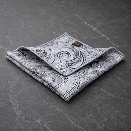 S&W SHLAX&WING Mens Pocket Square Paisley Multicolor Large for Business Wedding - color: Kh7