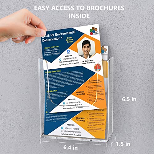 MaxGear Acrylic Brochure Holder Wall Mount, 6 Inch Wide, 3 Pack - size: 6"x9"