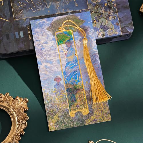 Bookmarks, Golden Oil Painting Theme Gift, Adults, Teens, 1 Pack - style: Woman with a Parasol